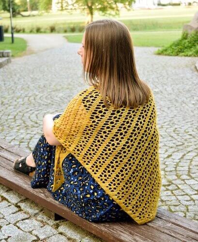 Golden Rod Shawl Free Crochet Pattern by My Crochetory