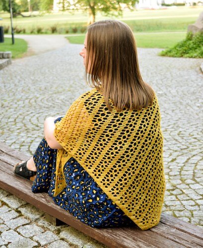 Goldenrod Shawl Free Crochet Pattern by My Crochetory