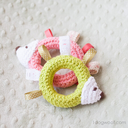 Hedgehog Taggie Baby Toy Crochet Pattern by 1 Dog Woof