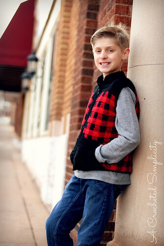 Kid's Plaid Zipper Front Vest Crochet Pattern by A Crocheted Simplicity