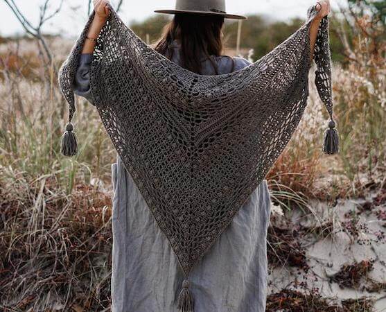 Lace Bobble Triangle Shawl Crochet Pattern by Two Of Wands