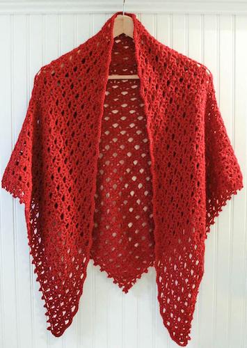 Lace Shawl With Beading Edging Crochet Pattern by Petals To Picots