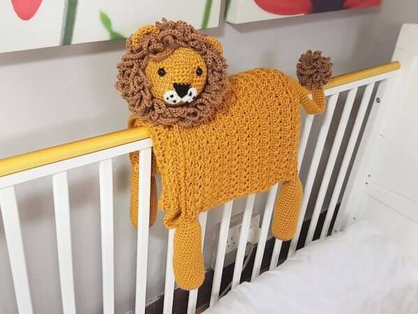 Lion Folding Baby Blanket Crochet Pattern by Crafting Happiness UK