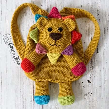Logan, The Lion Backpack Crochet Pattern by One And Two Company