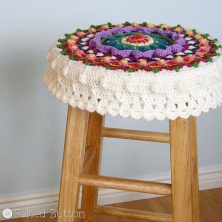 Mandala Stool Cover Crochet Pattern by Felted Button
