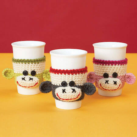 Monkey Cup Cozy Crochet Pattern by Yarnspirations