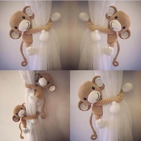 Monkey Curtain Tie Back Crochet Pattern by Cosy Patterns