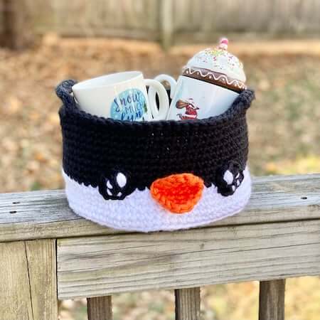 Penguin Gift Basket Crochet Pattern by Crafty Kitty Crochet