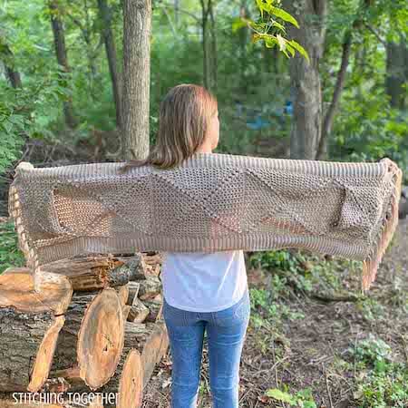 Pine Gap Pocket Shawl Crochet Pattern by Stitching Together