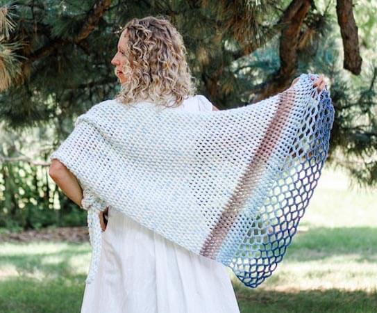 Rising Tide Asymmetrical Crochet Triangle Shawl Free Pattern by Make And Do Crew