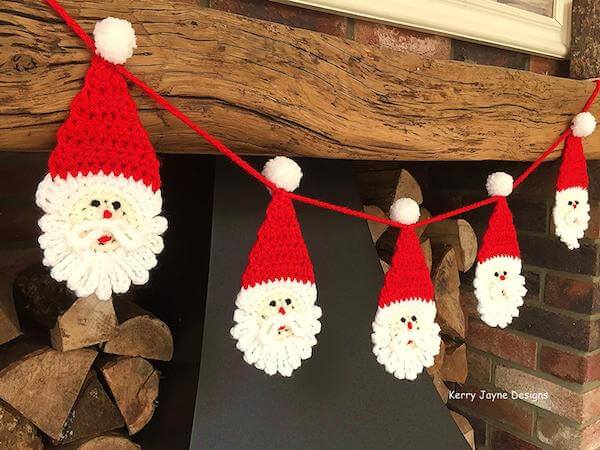 Santa Christmas Garland Crochet Pattern by Kerry Jayne Designs