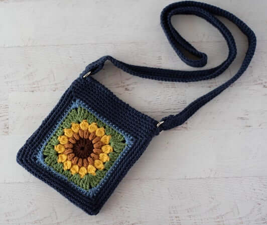 Sassy Sunflower Crochet Crossbody Bag Pattern by Crochet 365 Knit Too