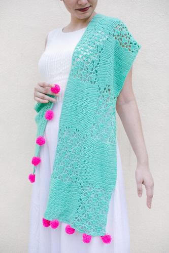 Seafoam Crochet Lace Shawl Pattern by Bella Coco Crochet