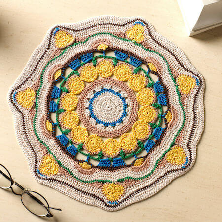 Sun Blossom Mandala Doily Crochet Pattern by Yarnspirations