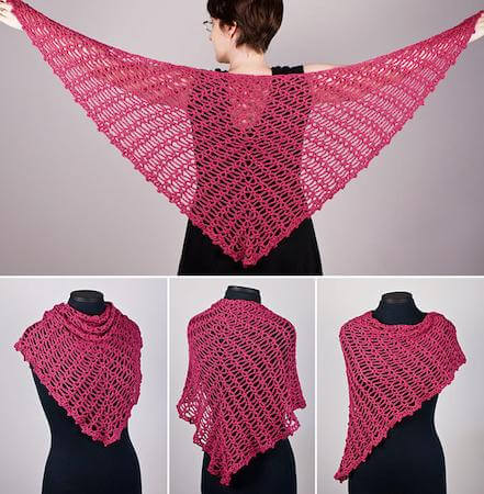 Sweetheart Lace Shawl Crochet Pattern by Planet June