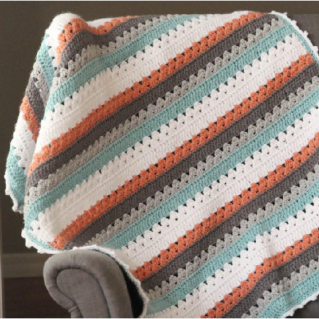 Daisy Stripes Cottage Blanket Crochet Pattern