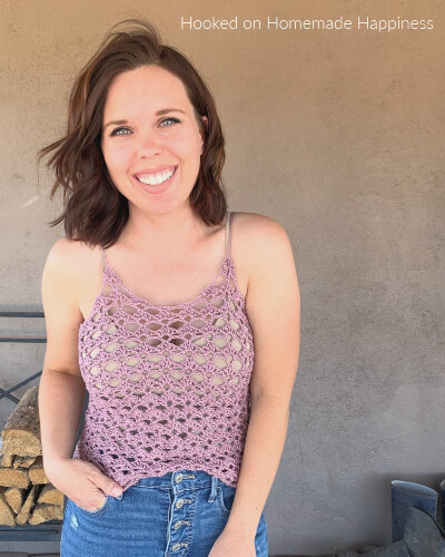 Lace Cami Crochet Camisole Pattern by HookedHomemadeHappy