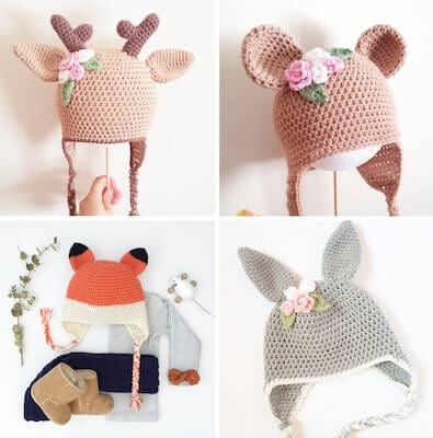 Animal Crochet Beanie Pattern by Peach And Paige Designs