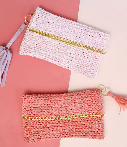 Chain Edge Raffia Crochet Clutch Pattern by Persia Lou