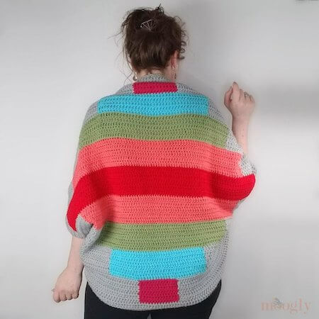 Color Block Cocoon Cardigan Crochet Pattern by Moogly