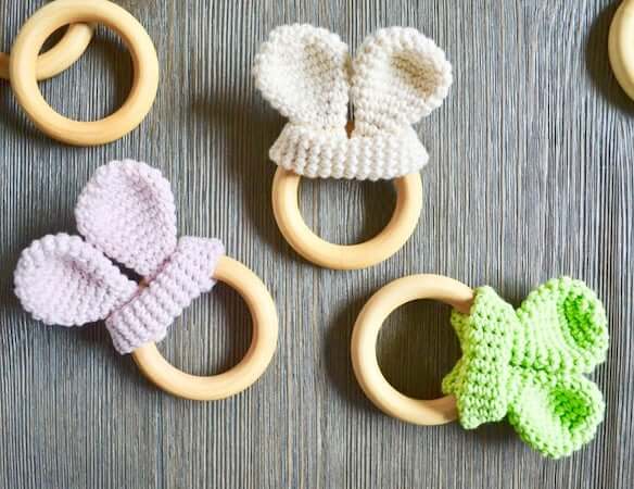 Crochet Bunny Ears Teether Pattern by Yarn Society