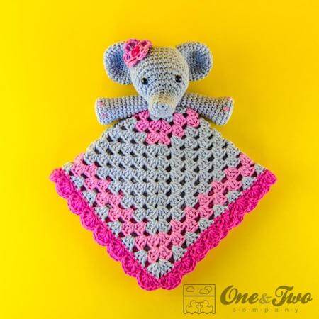 Crochet Elephant Lovey Pattern by One And Two Company