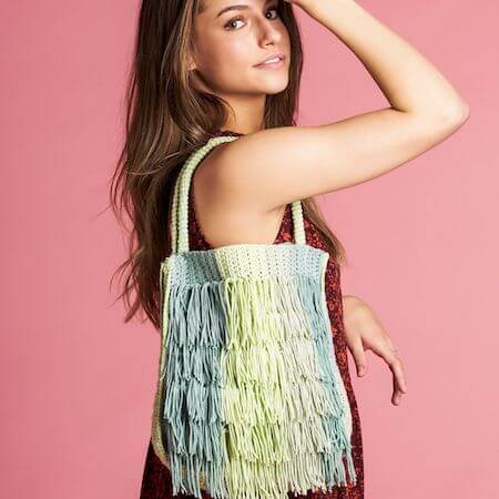 Crochet Fringed Bag Pattern by Yarnspirations