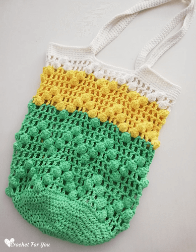 Crochet Lace And Popcorn Bag Pattern by Crochet For You