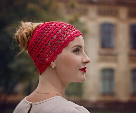 Crochet Lace Messy Bun Hat Pattern by It Was Yarn