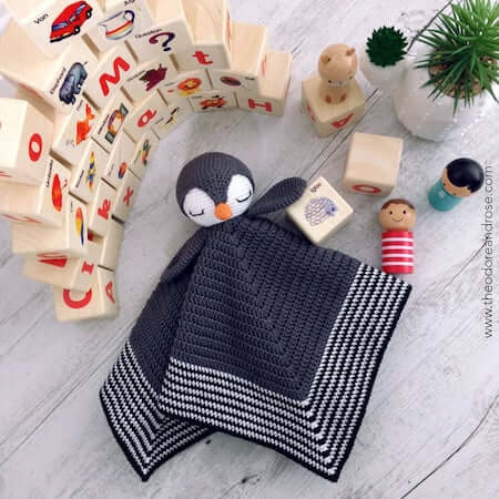 Crochet Penguin Security Blanket Pattern by Theodore And Rose