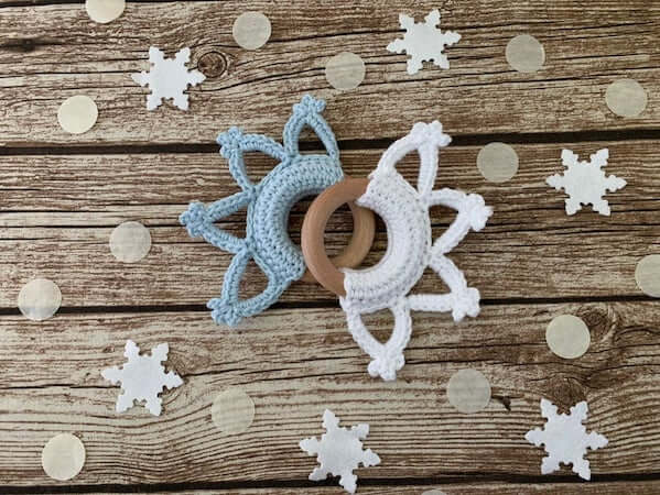 Crochet Snowflake Teething Ring Pattern by Adele Daisy Crochet