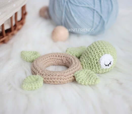 Crochet Turtle Teether Pattern by Toys By Knit Friends