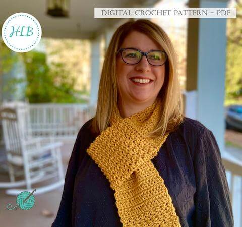 Easy Keyhole Scarf Crochet Pattern by Hook And Loop Boutique