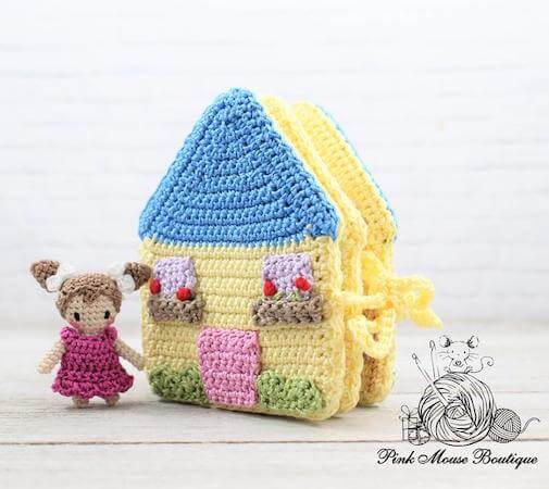 Emma And Her Dollhouse Toy Crochet Pattern by Pink Mouse Boutique