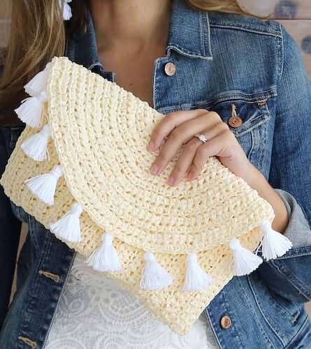 Evelyn Crochet Summer Clutch Pattern by Lakeside Loops