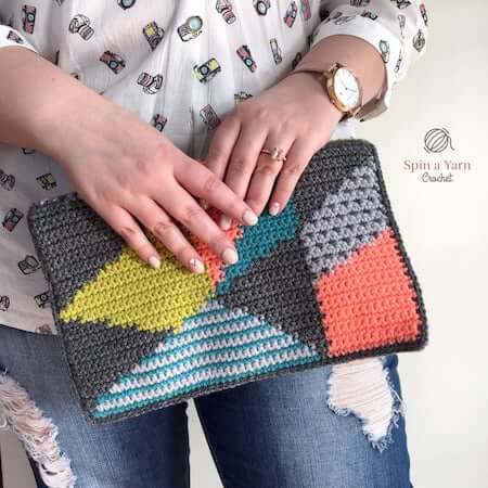 Geometric Clutch Crochet Pattern by Spin A Yarn Studio