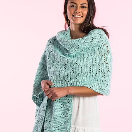 Hexagon Beehive Crochet Wrap Pattern by Yarnspirations