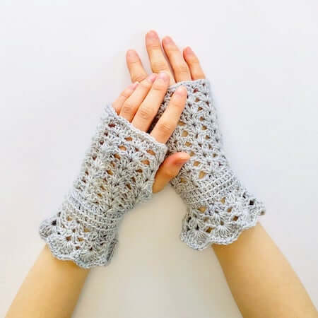 Lace Hand Warmers Crochet Pattern by Valerie Baber Designs