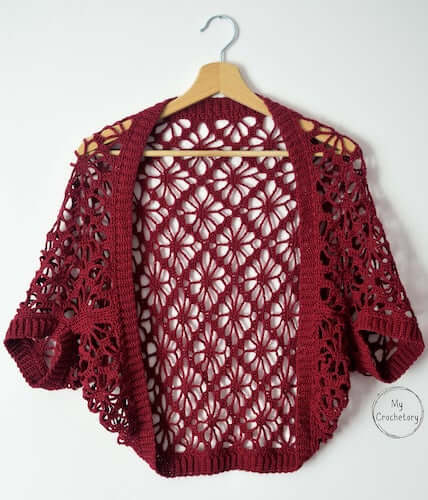 Meadow Lace Crochet Shrug Pattern by My Crochetory