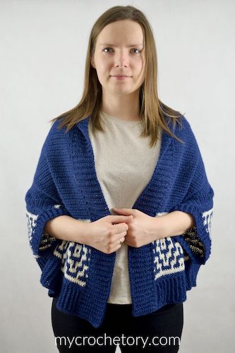 Mosaic Cocoon Cardigan Crochet Pattern by My Crochetory