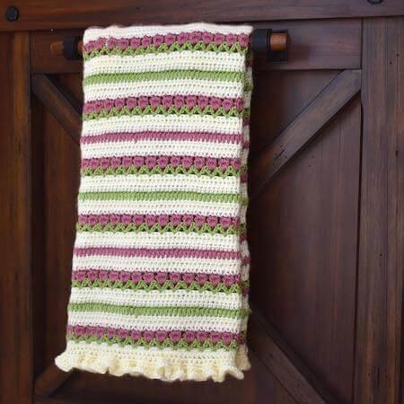 Ruffled Rose Garden Blanket Crochet Pattern by The Wannabe Grandma