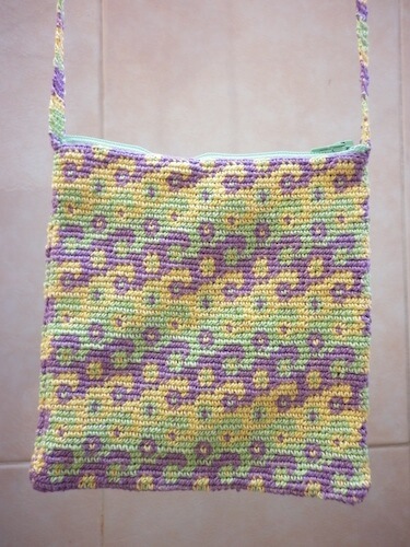 Swirls Tapestry Crochet Shoulder Bag Pattern by Rebeckah Ferger