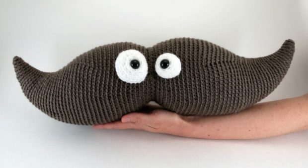 Crochet Moustache Pillow Pattern by Hookbee