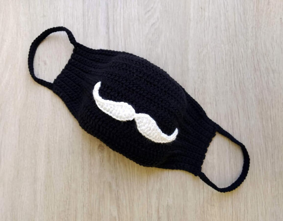 Face Mask with Mustache Crochet Pattern from CrochetPatternHook