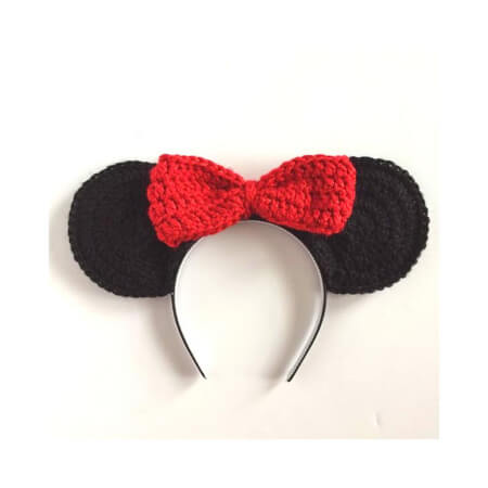Minnie Mouse Inspired Crochet Ears Headband Pattern by Hooksandyarnstudio