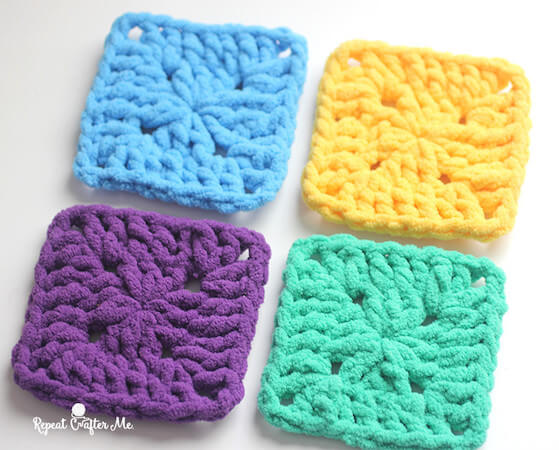 Bright And Bulky Crochet Squares Pattern by Repeat Crafter Me