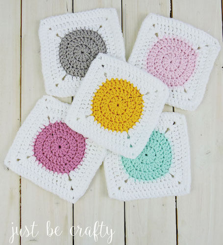 Circle To Square Granny Square Crochet Pattern by Just Be Crafty