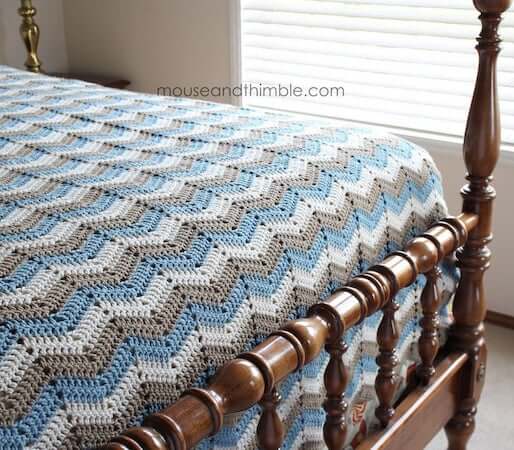 Chevron Crochet Bedspread Pattern by Mouse And Thimble