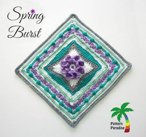Crochet Spring Burst Square Pattern by Pattern Paradise