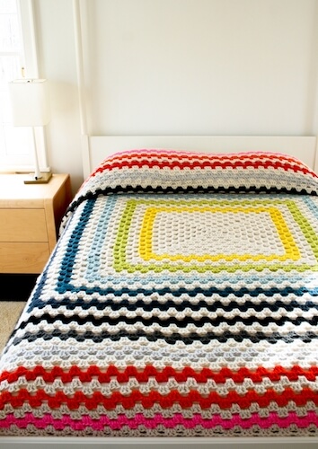 Giant, Giant Granny Square Bedspread Crochet Pattern by Purl Soho